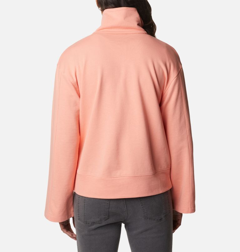 Thumbnail: Women's Columbia Lodge French Terry Pullover, Color: Summer Peach, Peach Blossom logo, image 2