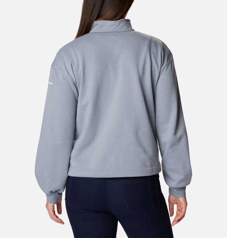 Women's Columbia Logo French Terry Half Zip Pullover, Color: Light Grey Heather, White Logo, image 2