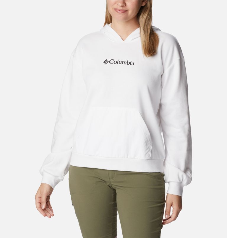 Women's Columbia Logo III French Terry Cropped Hoodie, Color: White, Black Logo, image 5