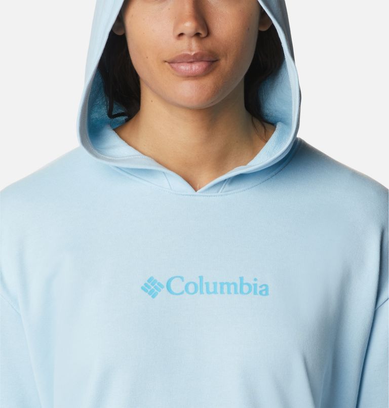 Thumbnail: Women's Columbia Logo III French Terry Cropped Hoodie, Color: Spring Blue, Atoll Logo, image 4