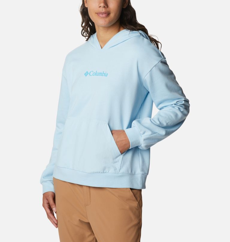 Thumbnail: Women's Columbia Logo III French Terry Cropped Hoodie, Color: Spring Blue, Atoll Logo, image 5