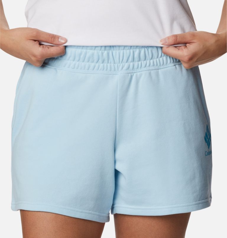 Thumbnail: Women's Columbia Logo III French Terry Shorts, Color: Spring Blue, Atoll Logo, image 4