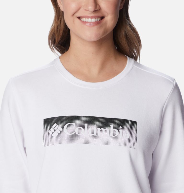 Thumbnail: Women's Columbia Logo II Crew, Color: White, Framed Halftone Logo, image 4