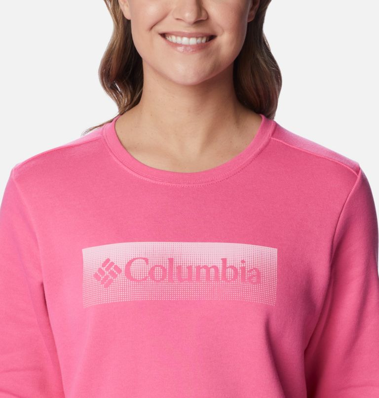 Women's Columbia Logo II Sweatshirt, Color: Wild Geranium, Framed Halftone Logo, image 4