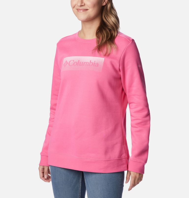 Thumbnail: Women's Columbia Logo II Sweatshirt, Color: Wild Geranium, Framed Halftone Logo, image 5