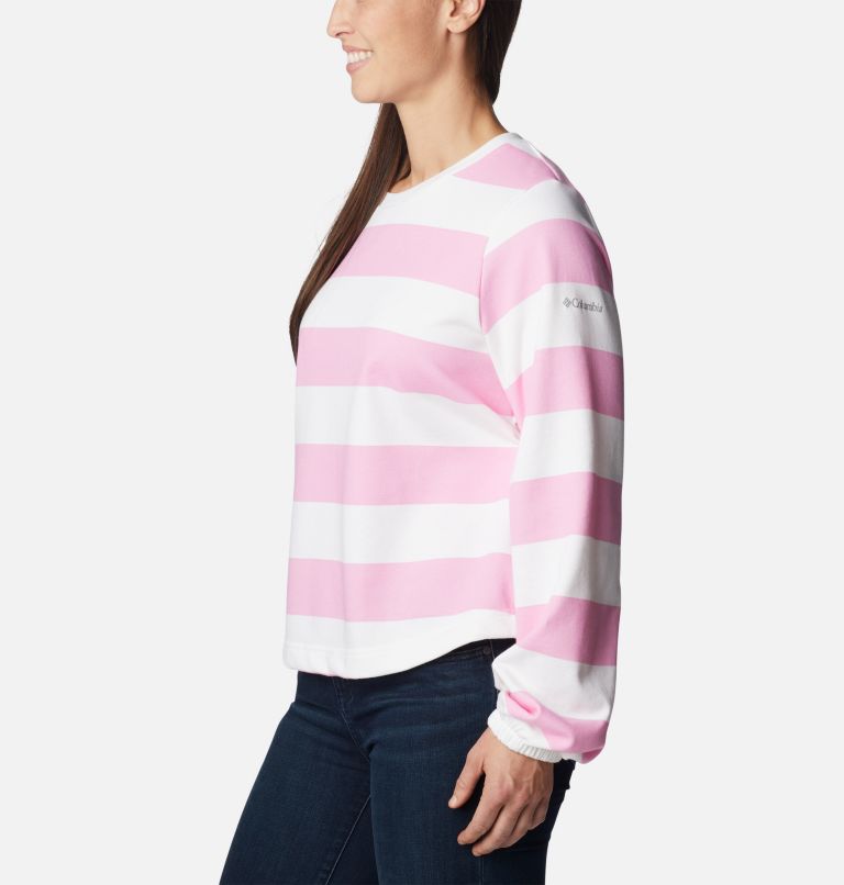 Thumbnail: Women's Columbia Trek French Terry Graphic Crew, Color: Wild Rose, Rugby Stripe, image 3