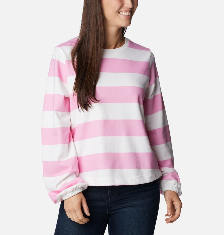 Thumbnail: Women's Columbia Trek French Terry Graphic Crew, Color: Wild Rose, Rugby Stripe, image 5