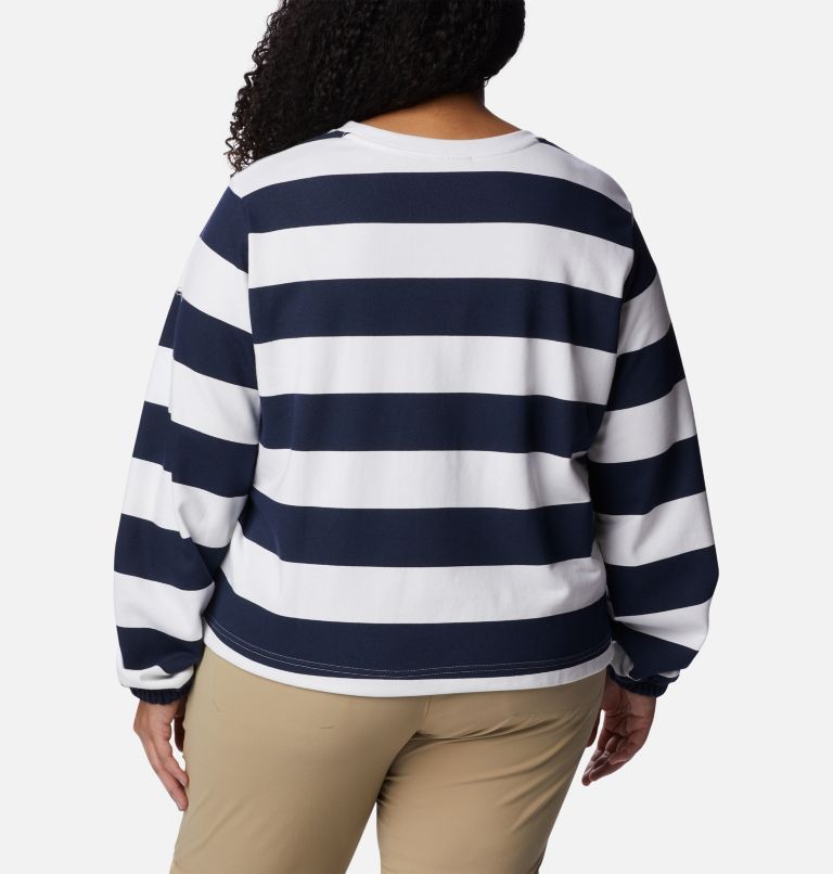Women's Columbia Trek French Terry Graphic Crew - Plus Size, Color: Collegiate Navy, Rugby Stripe, image 2