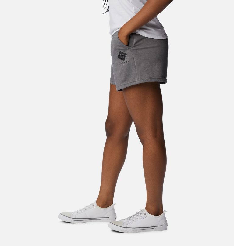 Women's Columbia Trek French Terry Shorts, Color: City Grey Hthr, Black CSC Stacked Logo, image 3