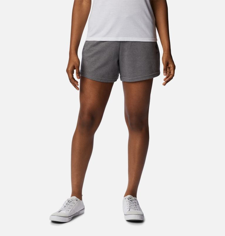 Women's Columbia Trek French Terry Shorts, Color: City Grey Hthr, Black CSC Stacked Logo, image 1
