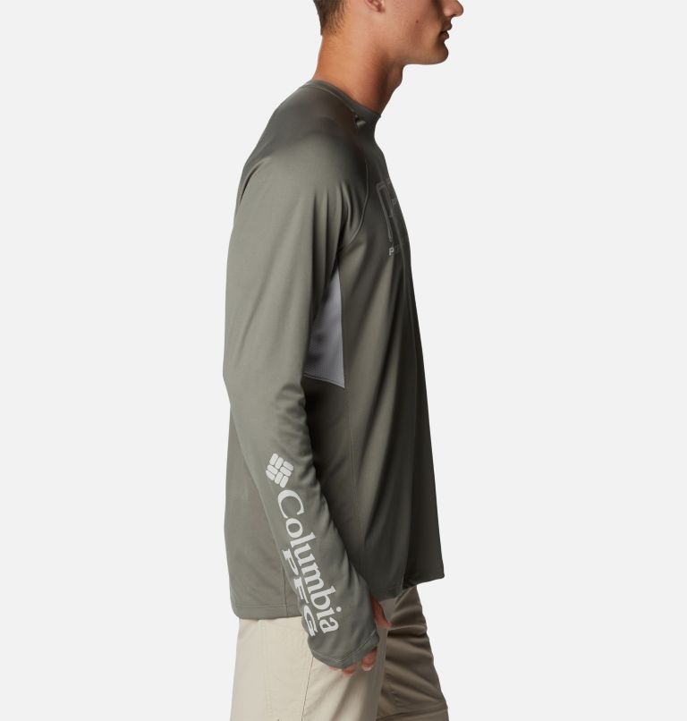 Thumbnail: Men's PFG Terminal Tackle Vent Long Sleeve Shirt, Color: Cypress, Cool Grey, image 3