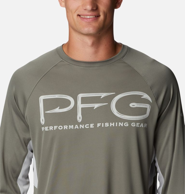 Men's PFG Terminal Tackle Vent Long Sleeve Shirt, Color: Cypress, Cool Grey, image 4