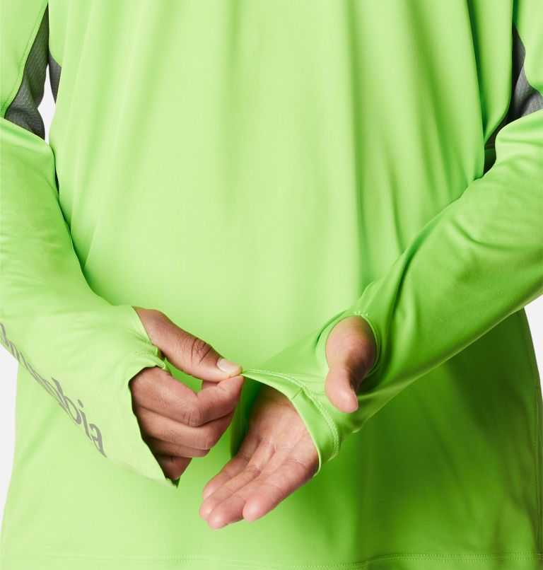 Thumbnail: Men's Terminal Tackle Vent Long Sleeve Shirt, Color: Green Mamba, City Grey, image 6