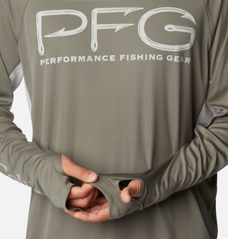 Men's PFG Terminal Tackle Vent Hoodie, Color: Cypress, Cool Grey, image 7