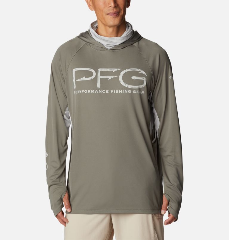 Men's PFG Terminal Tackle Vent Hoodie, Color: Cypress, Cool Grey, image 1
