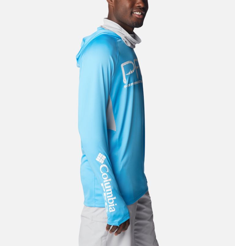 Men's PFG Terminal Tackle Vent Hoodie, Color: Riptide, Cool Grey, image 3