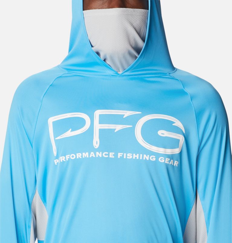 Men's PFG Terminal Tackle Vent Hoodie, Color: Riptide, Cool Grey, image 4