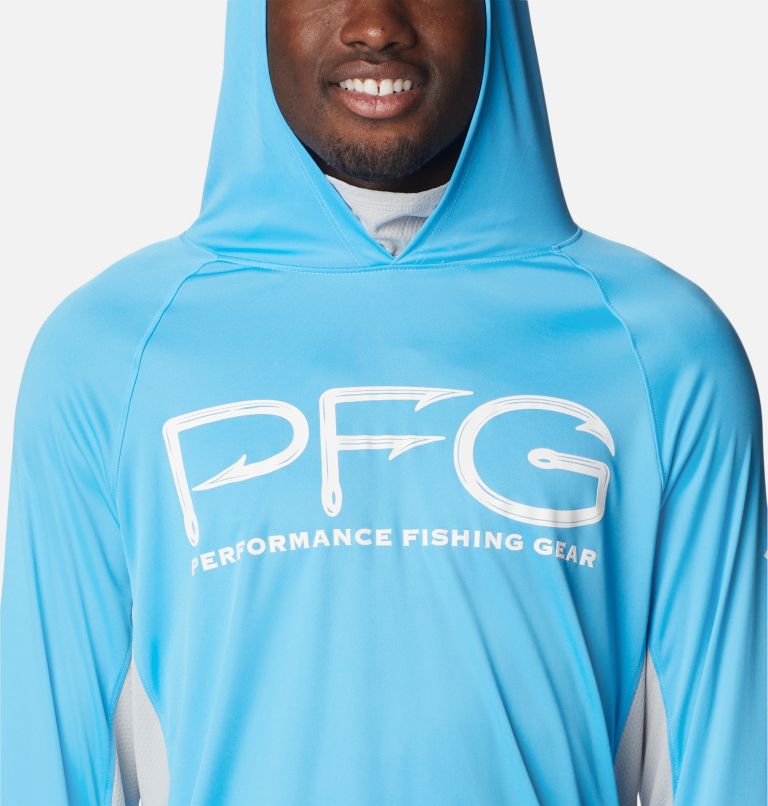 Men's PFG Terminal Tackle Vent Hoodie, Color: Riptide, Cool Grey, image 6