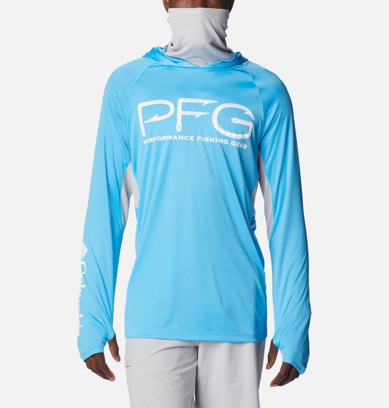 Men's PFG Terminal Tackle Vent Hoodie, Color: Riptide, Cool Grey, image 8