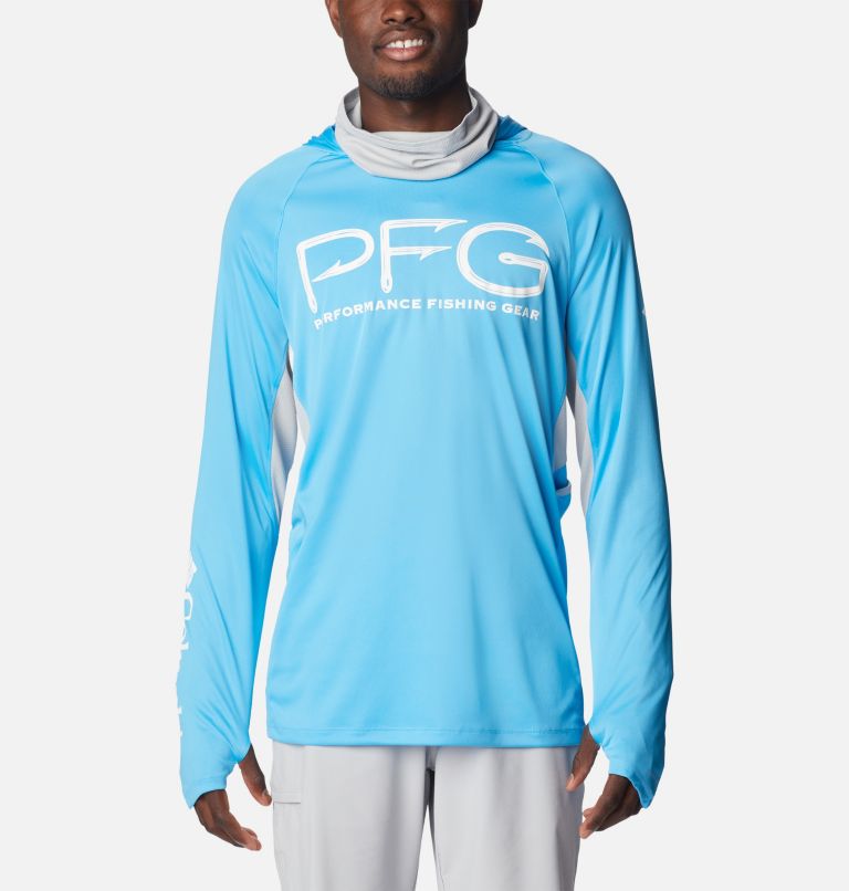 Men's PFG Terminal Tackle Vent Hoodie, Color: Riptide, Cool Grey, image 1