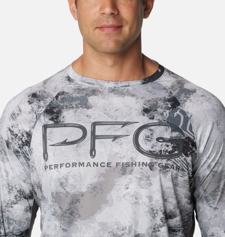 Pelagic Mens Long Sleeve Vapor Tek Camouflage Fishing Gray T Shirt