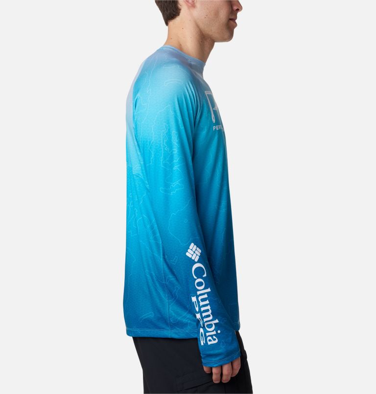 Men's Super Terminal Tackle Vent Long Sleeve T-Shirt, Color: Ocean Blue Terminal Techcamo, image 3