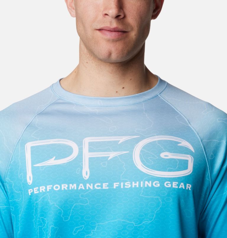 Men's Super Terminal Tackle Vent Long Sleeve T-Shirt, Color: Ocean Blue Terminal Techcamo, image 4
