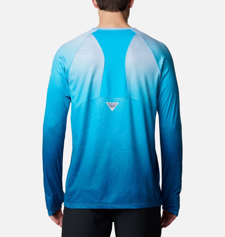 Men's Super Terminal Tackle Vent Long Sleeve T-Shirt, Color: Ocean Blue Terminal Techcamo, image 2