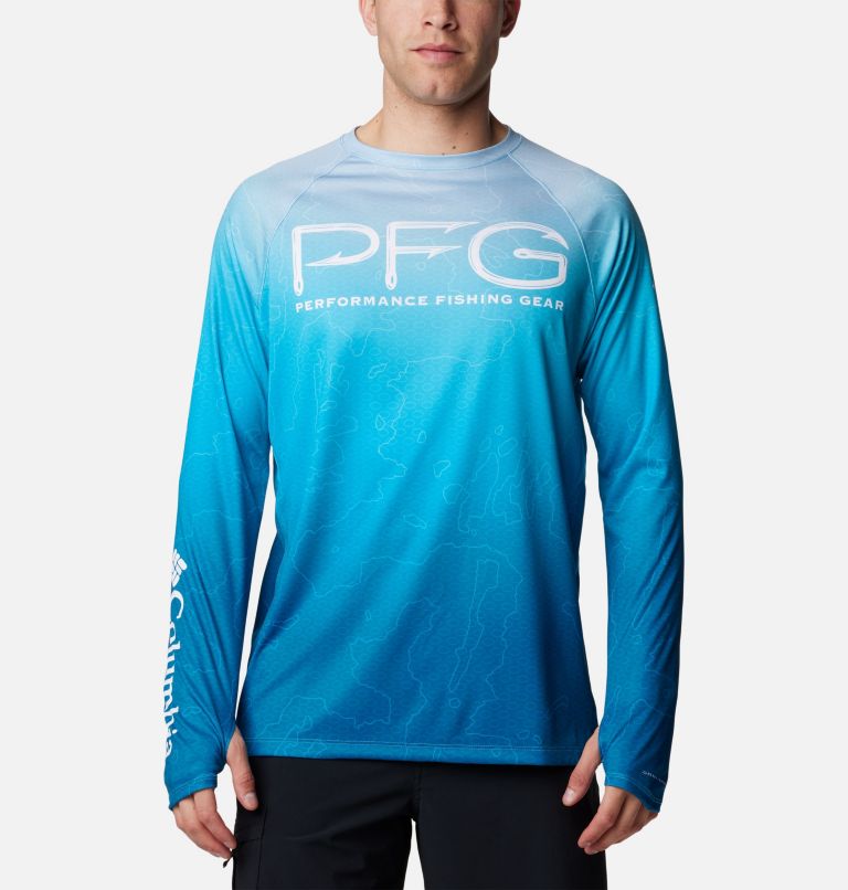 Men's Super Terminal Tackle Vent Long Sleeve T-Shirt, Color: Ocean Blue Terminal Techcamo, image 1