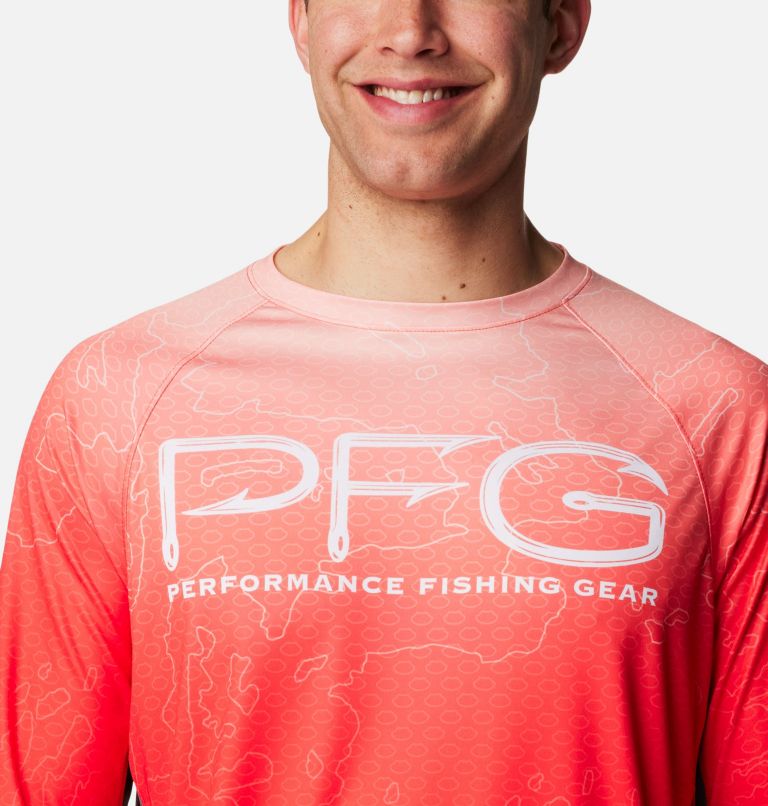 Camiseta de manga larga con ventilación Super Terminal Tackle para hombre, Color: Bright Poppy Terminal Techcamo,City Grey, image 4