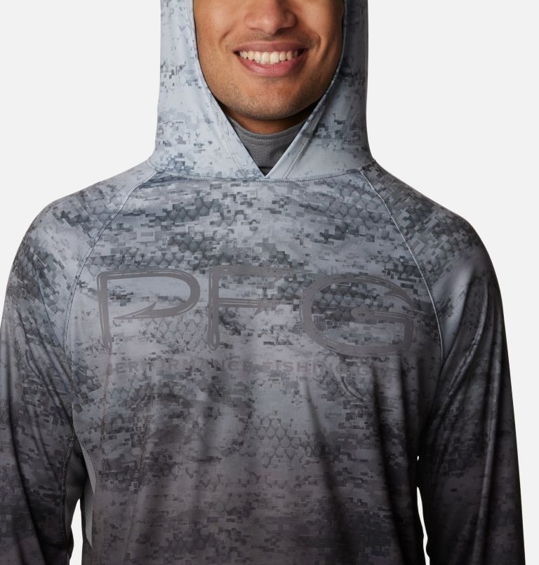 Men's PFG Super Terminal Tackle Vent Hoodie, Color: Black PFG Camo Gradient, image 4