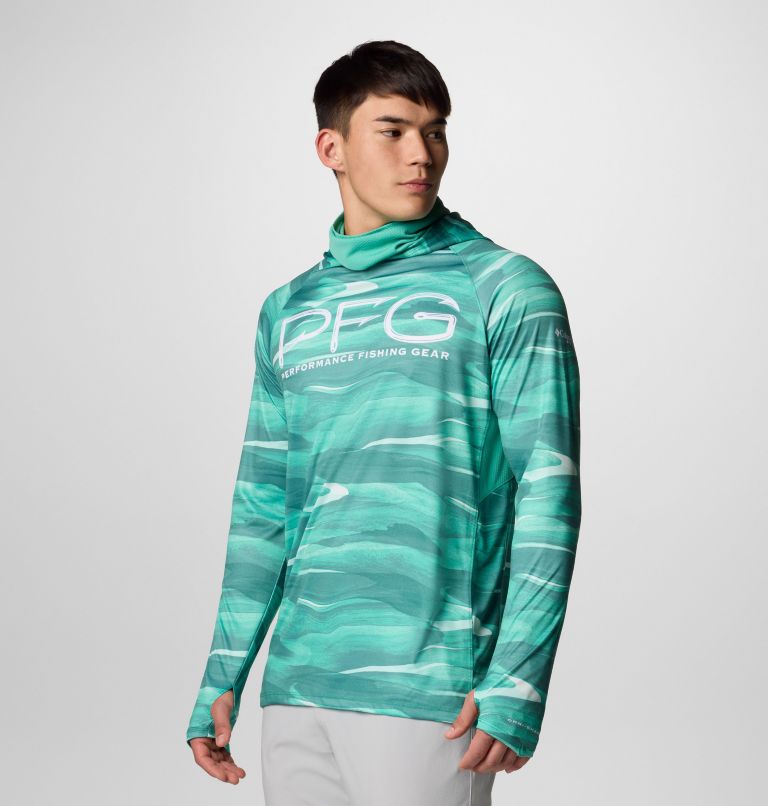 Men's PFG Super Terminal Tackle Vent Hoodie, Color: Glaze Green Obsidian, image 4