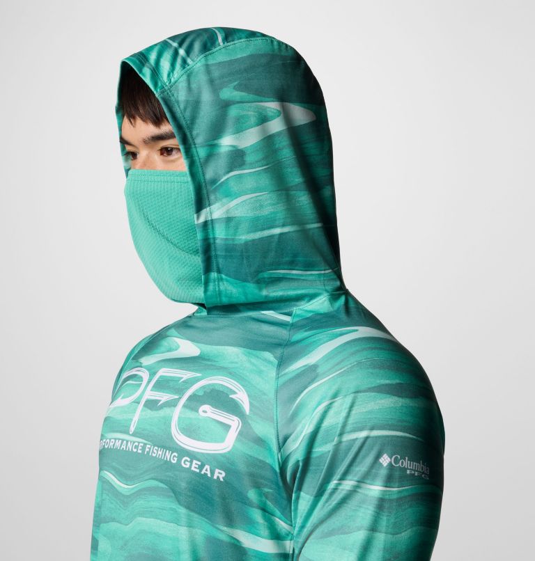 Men's PFG Super Terminal Tackle Vent Hoodie, Color: Glaze Green Obsidian, image 5