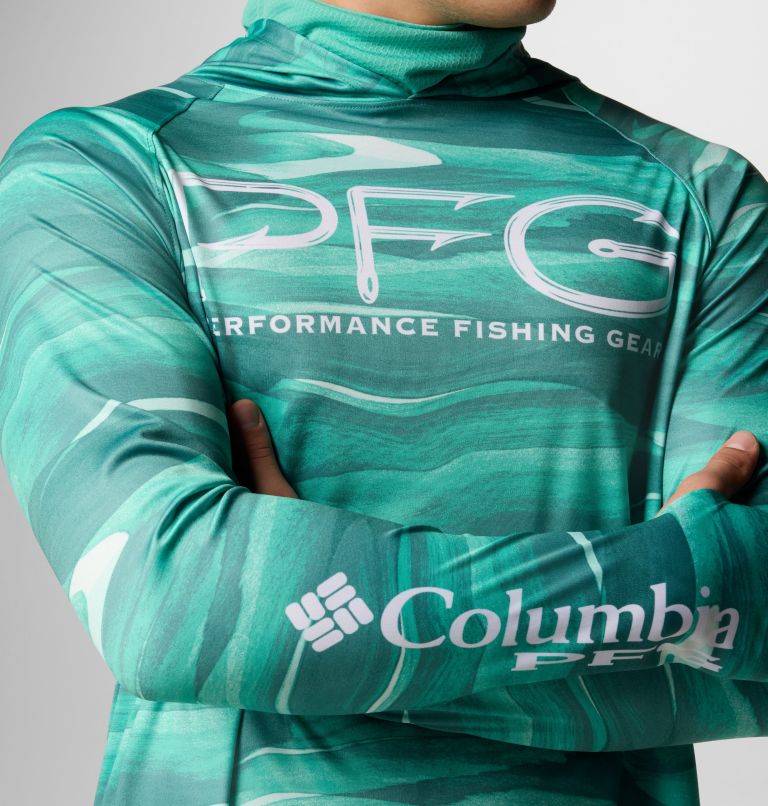 Men's PFG Super Terminal Tackle Vent Hoodie, Color: Glaze Green Obsidian, image 7