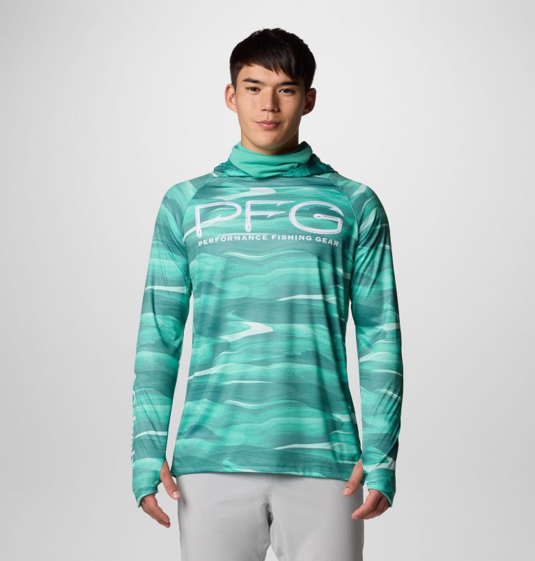 Men's PFG Super Terminal Tackle Vent Hoodie, Color: Glaze Green Obsidian, image 1
