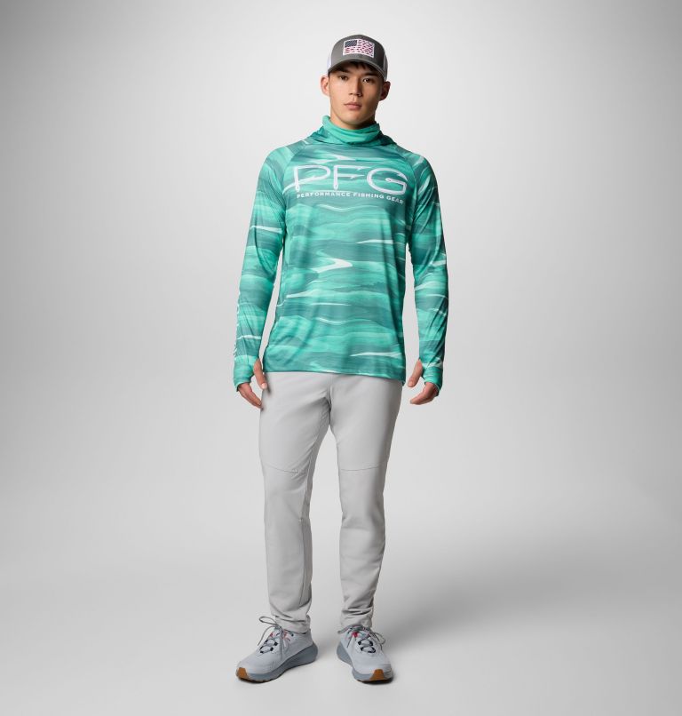 Men's PFG Super Terminal Tackle Vent Hoodie, Color: Glaze Green Obsidian, image 2