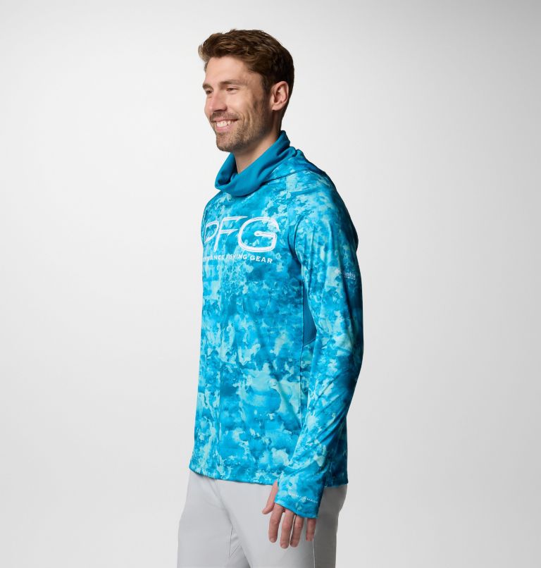 Sudadera con capucha y ventilación PFG Super Terminal Tackle para hombre, Color: Blue Echo Seamoss, image 4