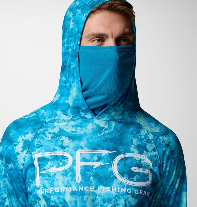 Sudadera con capucha y ventilación PFG Super Terminal Tackle para hombre, Color: Blue Echo Seamoss, image 5