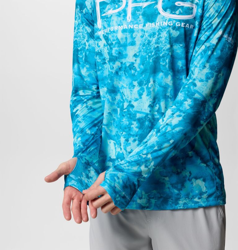 Sudadera con capucha y ventilación PFG Super Terminal Tackle para hombre, Color: Blue Echo Seamoss, image 8