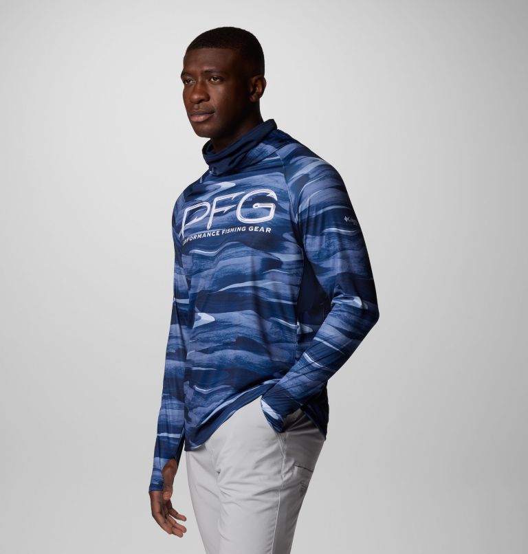 Men's PFG Super Terminal Tackle Vent Hoodie, Color: Collegiate Navy Obsidian, image 4