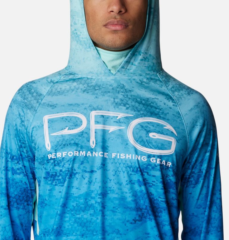 Men's PFG Super Terminal Tackle Vent Hoodie, Color: Gulf Stream PFG Camo Gradient, image 4