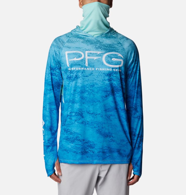 Men's PFG Super Terminal Tackle Vent Hoodie, Color: Gulf Stream PFG Camo Gradient, image 8