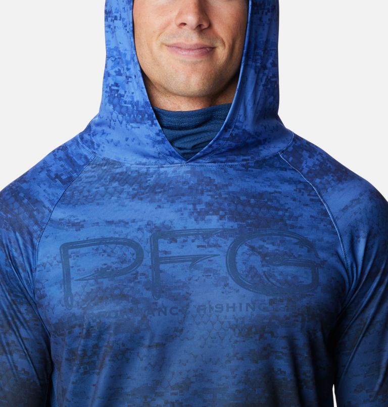 Men's PFG Super Terminal Tackle Vent Hoodie, Color: Violet Sea PFG Camo Gradient, image 6