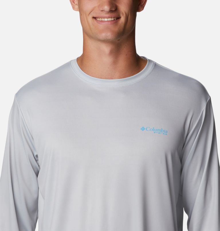 Men’s PFG Terminal Tackle Long Sleeve Shirt, Color: Cool Grey, Riptide Freshwater, image 5
