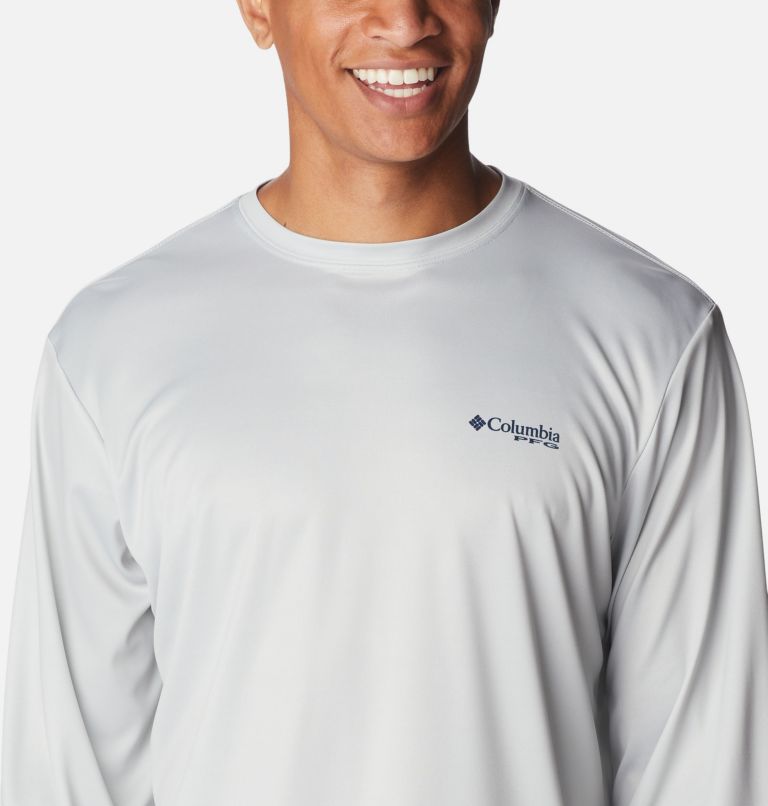 Columbia Men's PFG Terminal Tackle Drag Time Long Sleeve Shirt, Medium, Hyper Blue/White