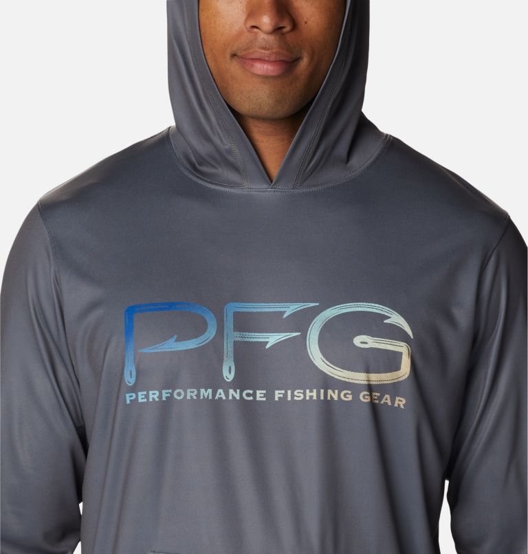Men's PFG Terminal Tackle Hooks Hoodie, Color: City Grey, Cocoa Butter Gradient, image 4