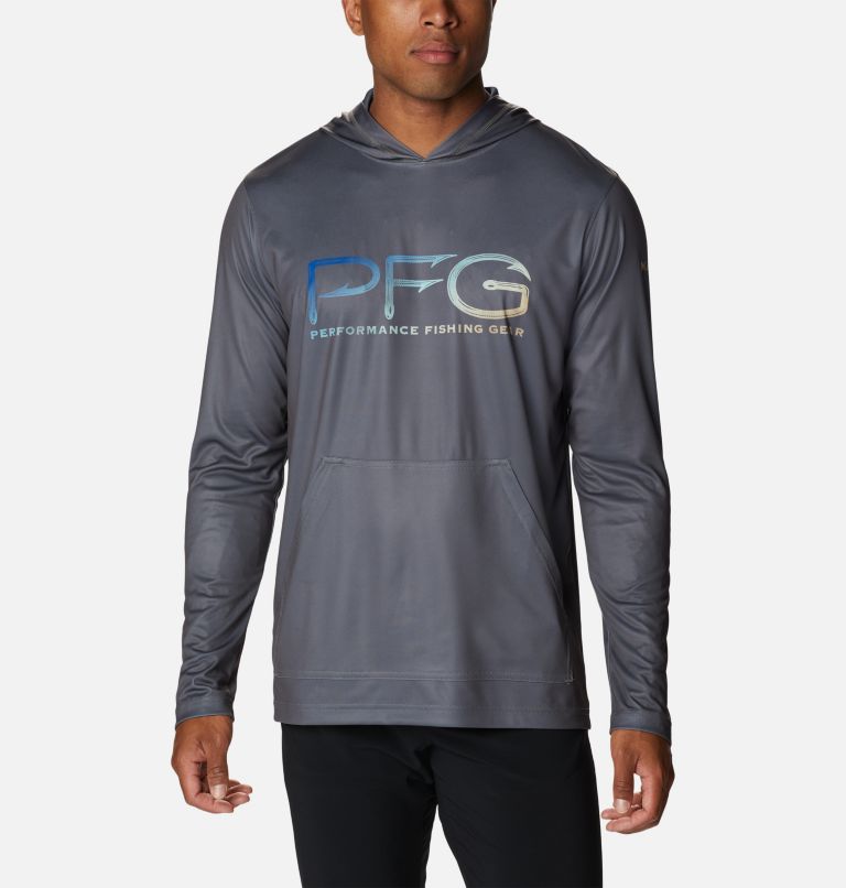 Men's PFG Terminal Tackle Hooks Hoodie, Color: City Grey, Cocoa Butter Gradient, image 1