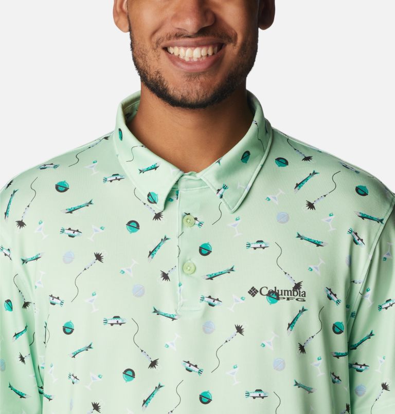 Men's PFG Super Slack Tide Stretch Polo, Color: Key West Boozy Bobbers, image 4