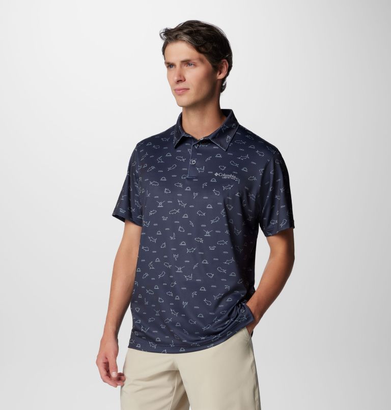 Men's PFG Super Slack Tide Stretch Polo, Color: Nocturnal Deepdivers, image 4