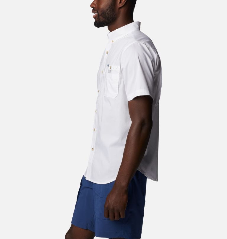 Men's PFG Bonefish Short Sleeve Shirt, Color: White, image 3